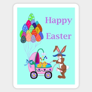 Happy Easter Bunny Mommy with Baby Chicks Sticker